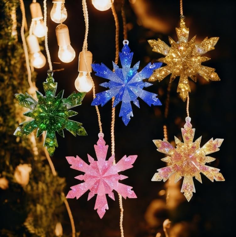 Elinka Snowflake Silicone Resin Molds,9 Pcs Snowflake Resin Casting Molds,Christmas Ornament Resin Molds DIY Resin Crafts Jewelry Pendant Xmas Gift Home Decoration - Image 5